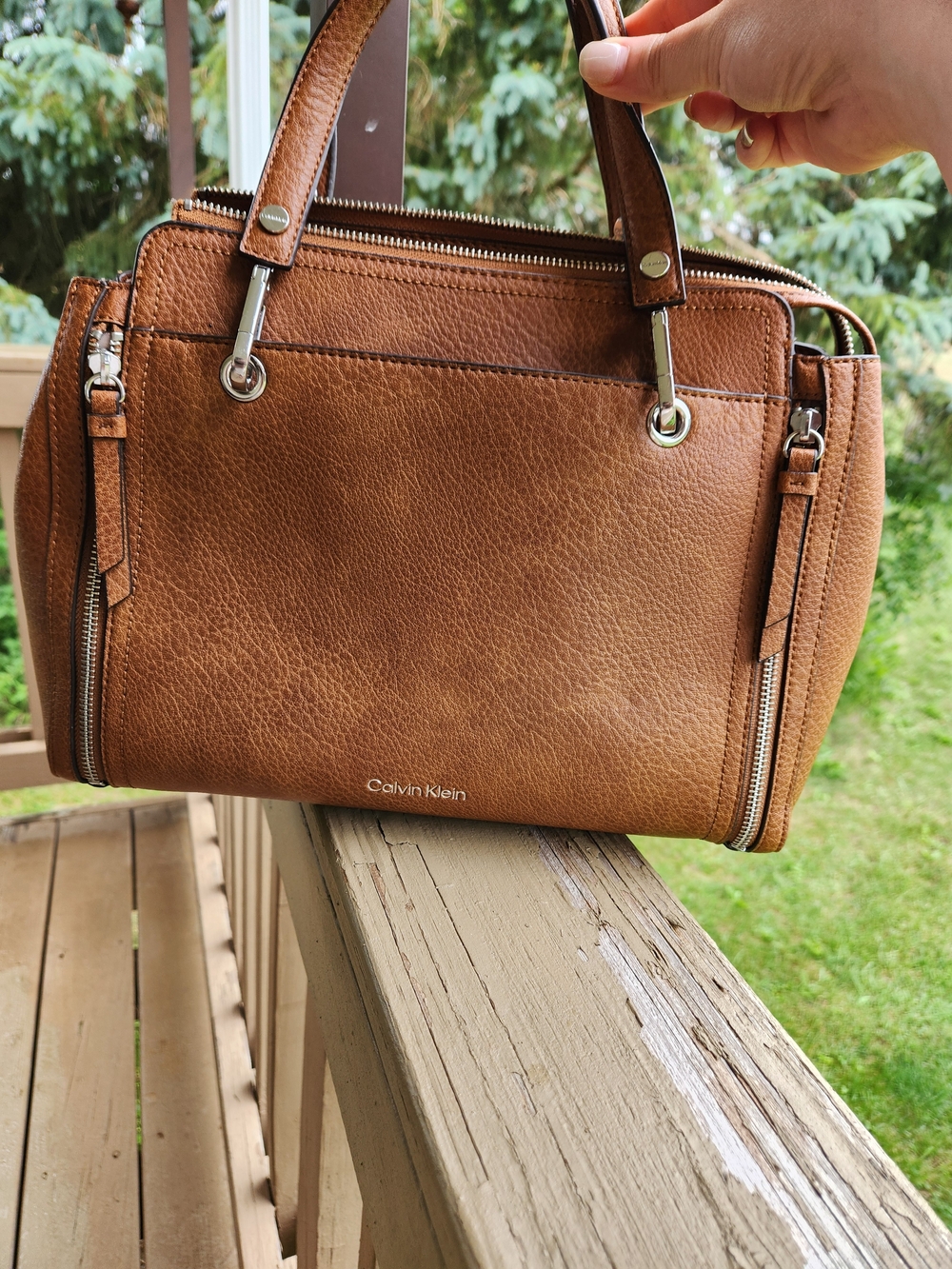 Calvin Klein Cognac Leather Satchel